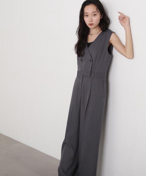 N.(N. Natural Beauty Basic)(エヌエヌナチュラルビューティーベーシック)の「【PS/低身長サイズ】Vカラーダブルオールインワン(サロペット/オーバーオール・レディース・ブラウン/グレー/チャコールグレー・MEDIUM/SMALL/P/S)」の10枚目の写真