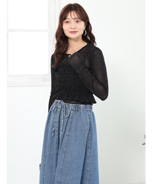 fifth(フィフス)の「ビスチェセットシアートップス(Tシャツ/カットソー・レディース・ミント/ブラック/ライトパープル・M)」の1枚目の写真