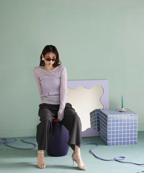 fifth(フィフス)の「ビスチェセットシアートップス(Tシャツ/カットソー・レディース・ミント/ブラック/ライトパープル・M)」の11枚目の写真