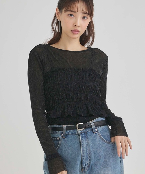 fifth(フィフス)の「ビスチェセットシアートップス(Tシャツ/カットソー・レディース・ミント/ブラック/ライトパープル・M)」の4枚目の写真