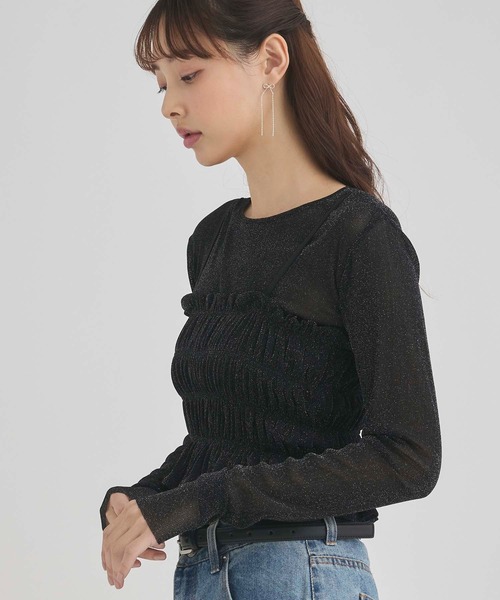 fifth(フィフス)の「ビスチェセットシアートップス(Tシャツ/カットソー・レディース・ミント/ブラック/ライトパープル・M)」の5枚目の写真