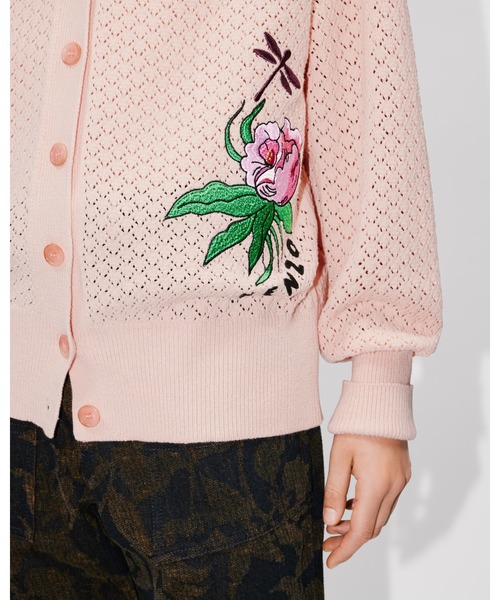 カーディガン 'KENZO Peonies' エンブロイド コットン カーディガン レディース セール】'KENZO Peonies' エンブロイド コットン カーディガン