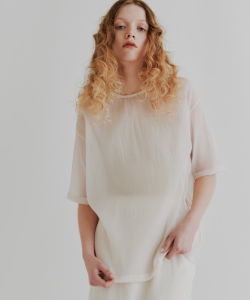 tシャツ 「kiehtova」SHEER FABRIC SHIRT/シアー ファブリック シャツ レディース kiehtova】SHEER FABRIC SHIRT/シアー ファブリック シャツ（T