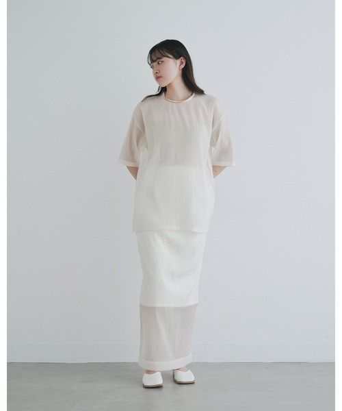 kiehtova（キエトヴァ）の「【kiehtova】SHEER FABRIC SHIRT/シアー ファブリック シャツ（Tシャツ/カットソー・レディース・ナチュラル/ブラック・FREE）」の13枚目の写真