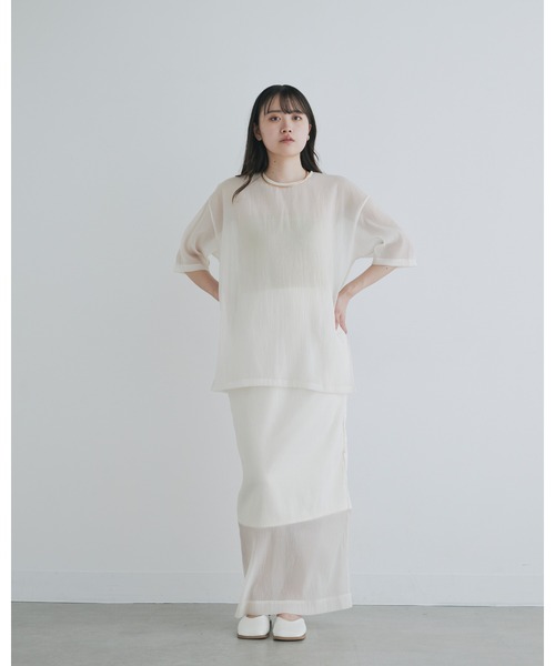 kiehtova（キエトヴァ）の「【kiehtova】SHEER FABRIC SHIRT/シアー ファブリック シャツ（Tシャツ/カットソー・レディース・ナチュラル/ブラック・FREE）」の14枚目の写真