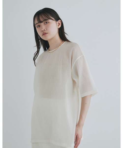 kiehtova（キエトヴァ）の「【kiehtova】SHEER FABRIC SHIRT/シアー ファブリック シャツ（Tシャツ/カットソー・レディース・ナチュラル/ブラック・FREE）」の8枚目の写真