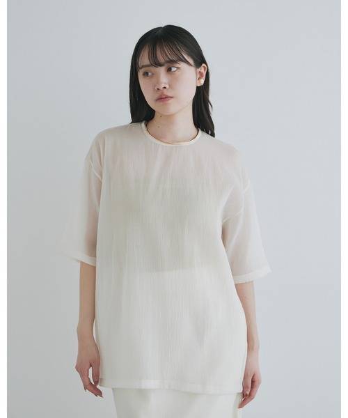 kiehtova（キエトヴァ）の「【kiehtova】SHEER FABRIC SHIRT/シアー ファブリック シャツ（Tシャツ/カットソー・レディース・ナチュラル/ブラック・FREE）」の9枚目の写真
