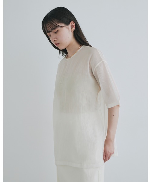 kiehtova（キエトヴァ）の「【kiehtova】SHEER FABRIC SHIRT/シアー ファブリック シャツ（Tシャツ/カットソー・レディース・ナチュラル/ブラック・FREE）」の10枚目の写真