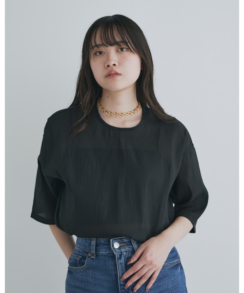 kiehtova（キエトヴァ）の「【kiehtova】SHEER FABRIC SHIRT/シアー ファブリック シャツ（Tシャツ/カットソー・レディース・ナチュラル/ブラック・FREE）」の16枚目の写真