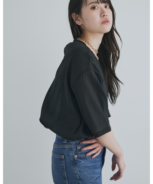 kiehtova（キエトヴァ）の「【kiehtova】SHEER FABRIC SHIRT/シアー ファブリック シャツ（Tシャツ/カットソー・レディース・ナチュラル/ブラック・FREE）」の17枚目の写真