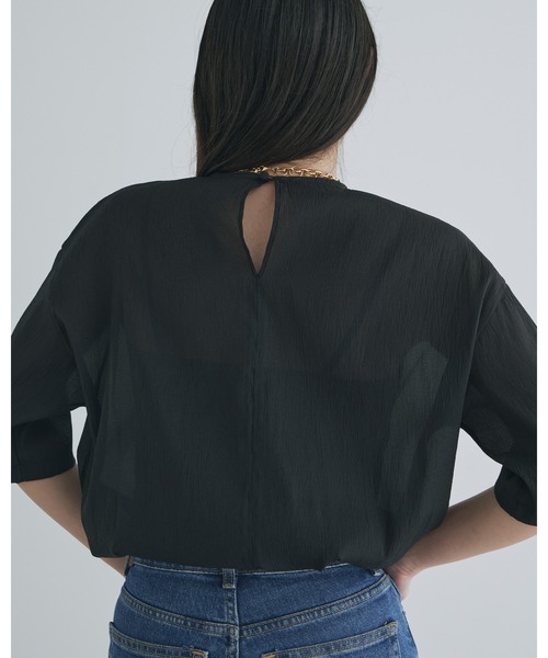 kiehtova（キエトヴァ）の「【kiehtova】SHEER FABRIC SHIRT/シアー ファブリック シャツ（Tシャツ/カットソー・レディース・ナチュラル/ブラック・FREE）」の18枚目の写真