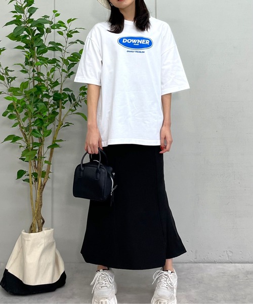 spiritoso(スピリトーゾ)の「【spiritoso】DOWNERオーバルロゴ ビッグシルエットTシャツ(Tシャツ/カットソー・レディース・ネイビー/ブラック/ホワイト・LARGE/MEDIUM)」の14枚目の写真