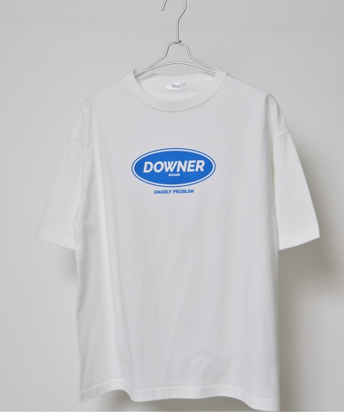 spiritoso(スピリトーゾ)の「【spiritoso】DOWNERオーバルロゴ ビッグシルエットTシャツ(Tシャツ/カットソー・レディース・ネイビー/ブラック/ホワイト・LARGE/MEDIUM)」の4枚目の写真