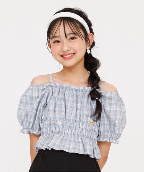 PINKHUNT（ピンクハント）の「PINKHUNT ピンクハント クロップドシャーリング Tシャツ 0551K（Tシャツ/カットソー・キッズ・ブラック/アッシュグレー・120cm/130cm/140cm/150cm/160cm）」の2枚目の写真