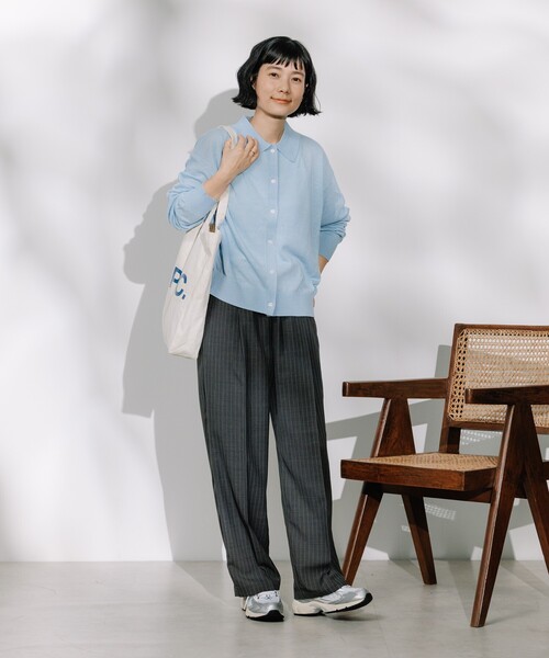 FREAK'S STORE（フリークスストア）の「リネンブレンド サマーポロニット カーディガン/ サマーニットポロ（ニット/セーター・レディース・ブラック/ナチュラル/ブルー/ベージュ/オレンジ・ﾌﾘ-）」の9枚目の写真