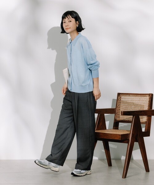 FREAK'S STORE（フリークスストア）の「リネンブレンド サマーポロニット カーディガン/ サマーニットポロ（ニット/セーター・レディース・ブラック/ナチュラル/ブルー/ベージュ/オレンジ・ﾌﾘ-）」の10枚目の写真