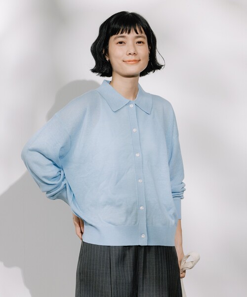 FREAK'S STORE（フリークスストア）の「リネンブレンド サマーポロニット カーディガン/ サマーニットポロ（ニット/セーター・レディース・ブラック/ナチュラル/ブルー/ベージュ/オレンジ・ﾌﾘ-）」の14枚目の写真
