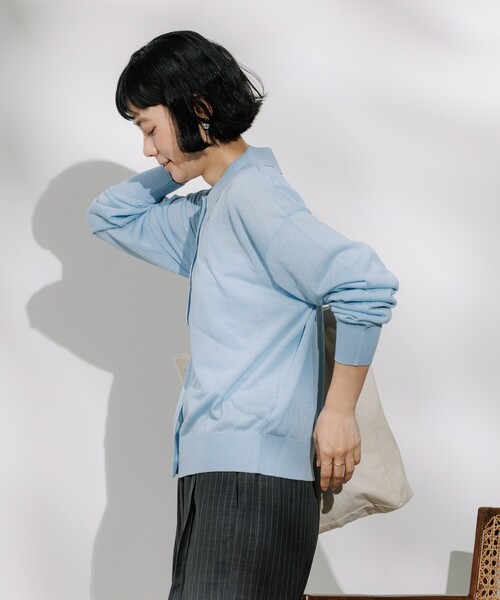 FREAK'S STORE（フリークスストア）の「リネンブレンド サマーポロニット カーディガン/ サマーニットポロ（ニット/セーター・レディース・ブラック/ナチュラル/ブルー/ベージュ/オレンジ・ﾌﾘ-）」の15枚目の写真