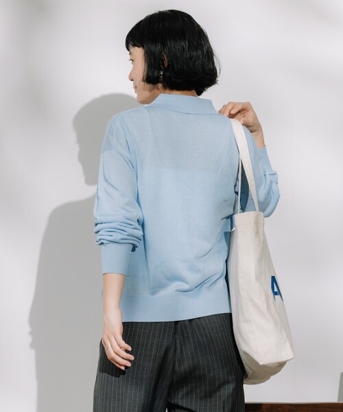 FREAK'S STORE（フリークスストア）の「リネンブレンド サマーポロニット カーディガン/ サマーニットポロ（ニット/セーター・レディース・ブラック/ナチュラル/ブルー/ベージュ/オレンジ・ﾌﾘ-）」の16枚目の写真
