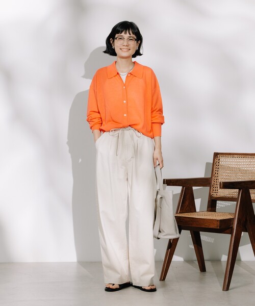 FREAK'S STORE（フリークスストア）の「リネンブレンド サマーポロニット カーディガン/ サマーニットポロ（ニット/セーター・レディース・ブラック/ナチュラル/ブルー/ベージュ/オレンジ・ﾌﾘ-）」の18枚目の写真