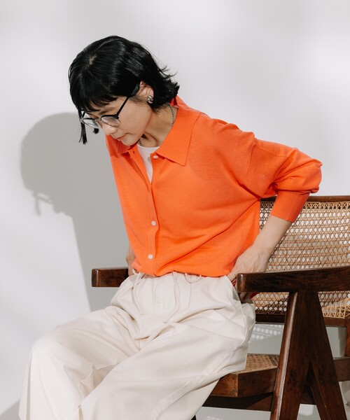 FREAK'S STORE（フリークスストア）の「リネンブレンド サマーポロニット カーディガン/ サマーニットポロ（ニット/セーター・レディース・ブラック/ナチュラル/ブルー/ベージュ/オレンジ・ﾌﾘ-）」の22枚目の写真