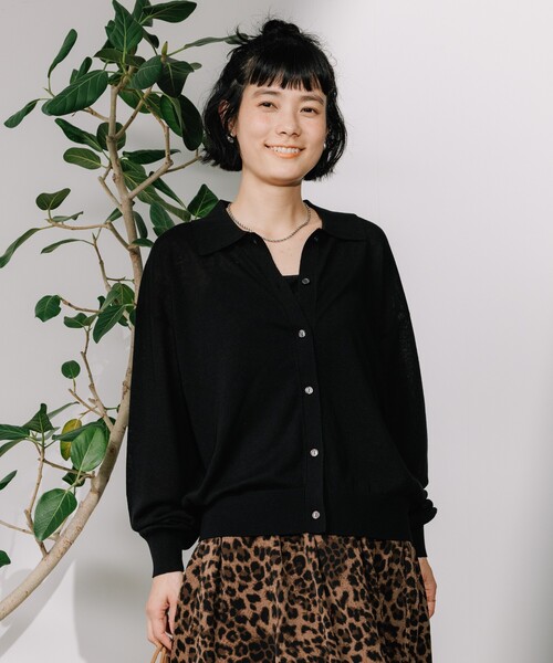 セール】リネンブレンド サマーポロニット カーディガン/ サマー