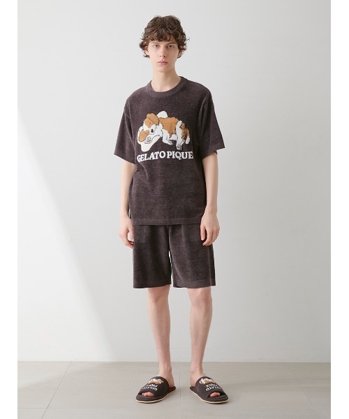 【ジェラートピケ】エアリーモコ ドッグジャガード ルームウェアセットアップ セール】【ONLINE限定】【HOMME】エアリーモコドッグジャガード