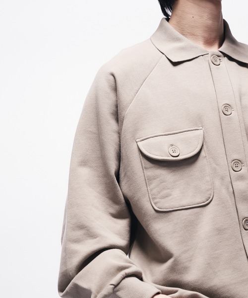 Adoon plain（アドーンプレーン）の「SWEAT POLO CARDIGAN / スウェットポロカーディガン（カーディガン/ボレロ・メンズ・グレイッシュベージュ/レッド/ブラック・MEDIUM/LARGE）」の11枚目の写真