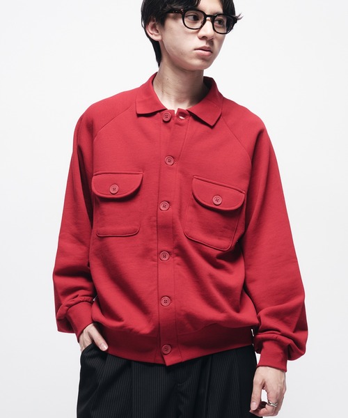 Adoon plain（アドーンプレーン）の「SWEAT POLO CARDIGAN / スウェットポロカーディガン（カーディガン/ボレロ・メンズ・グレイッシュベージュ/レッド/ブラック・MEDIUM/LARGE）」の10枚目の写真