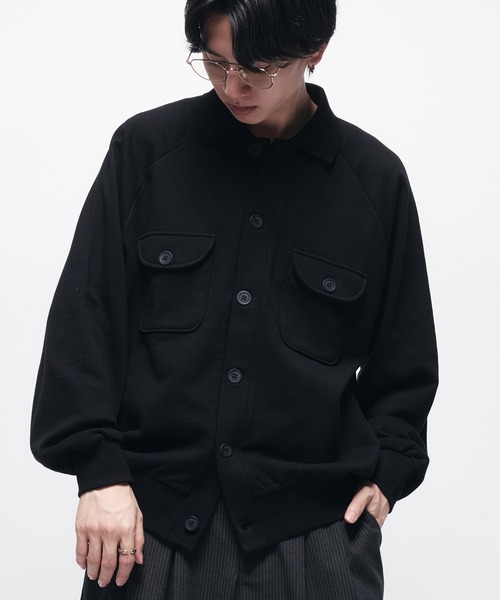 Adoon plain（アドーンプレーン）の「SWEAT POLO CARDIGAN / スウェットポロカーディガン（カーディガン/ボレロ・メンズ・グレイッシュベージュ/レッド/ブラック・MEDIUM/LARGE）」の6枚目の写真