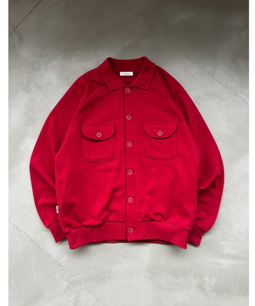 Adoon plain（アドーンプレーン）の「SWEAT POLO CARDIGAN / スウェットポロカーディガン（カーディガン/ボレロ・メンズ・グレイッシュベージュ/レッド/ブラック・MEDIUM/LARGE）」の5枚目の写真