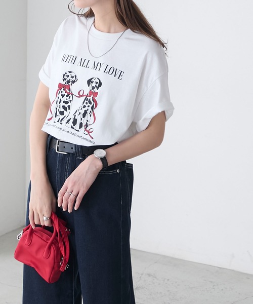 GILDAN（ギルダン）の「GILDAN アソートロゴ オーバーサイズ プリント TEE（Tシャツ/カットソー・レディース・ピンク/ホワイト/オートミール/ネイビー/キナリ/オフホワイト・S/M/L）」の10枚目の写真