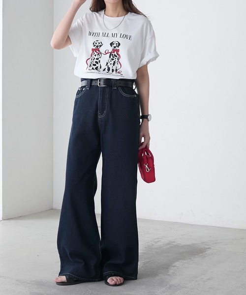 GILDAN（ギルダン）の「GILDAN アソートロゴ オーバーサイズ プリント TEE（Tシャツ/カットソー・レディース・ピンク/ホワイト/オートミール/ネイビー/キナリ/オフホワイト・S/M/L）」の12枚目の写真