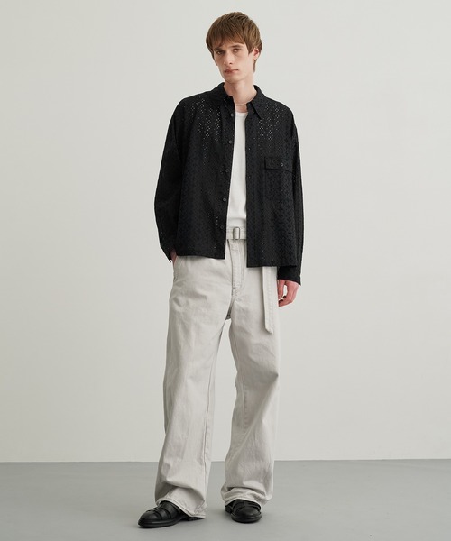 PUBLIC TOKYO（パブリックトウキョウ）の「エンブロイダリーレースシアーシャツ（シャツ/ブラウス・メンズ・パープル/ブラック/ミント・1/2）」の9枚目の写真