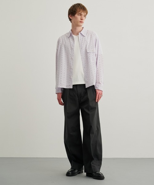 PUBLIC TOKYO（パブリックトウキョウ）の「エンブロイダリーレースシアーシャツ（シャツ/ブラウス・メンズ・パープル/ブラック/ミント・1/2）」の11枚目の写真