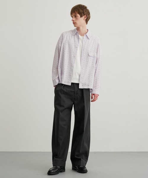 PUBLIC TOKYO（パブリックトウキョウ）の「エンブロイダリーレースシアーシャツ（シャツ/ブラウス・メンズ・パープル/ブラック/ミント・1/2）」の12枚目の写真