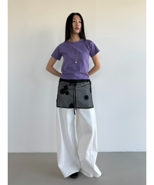 Didot.showroom(ディドット ショールーム)の「フラワードットシアーレイヤードスカート(スカート・レディース・アイボリー/ブラック・FREE)」の10枚目の写真