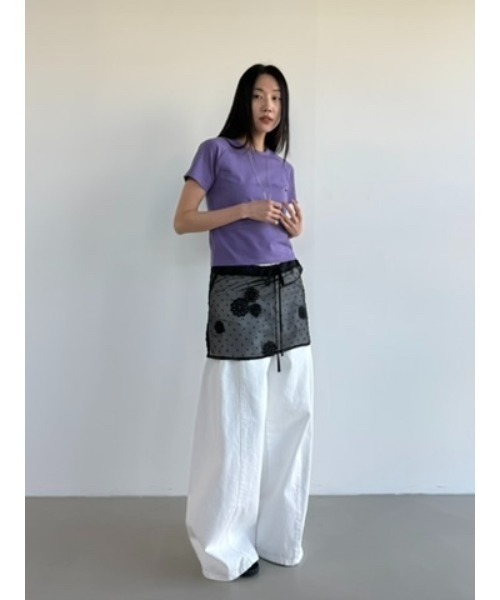 Didot.showroom(ディドット ショールーム)の「フラワードットシアーレイヤードスカート(スカート・レディース・アイボリー/ブラック・FREE)」の11枚目の写真