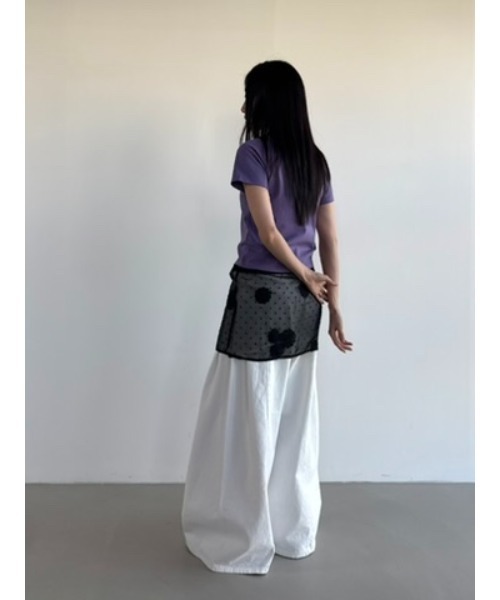 Didot.showroom(ディドット ショールーム)の「フラワードットシアーレイヤードスカート(スカート・レディース・アイボリー/ブラック・FREE)」の12枚目の写真