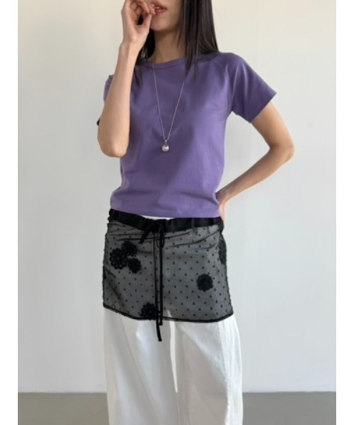 Didot.showroom(ディドット ショールーム)の「フラワードットシアーレイヤードスカート(スカート・レディース・アイボリー/ブラック・FREE)」の13枚目の写真