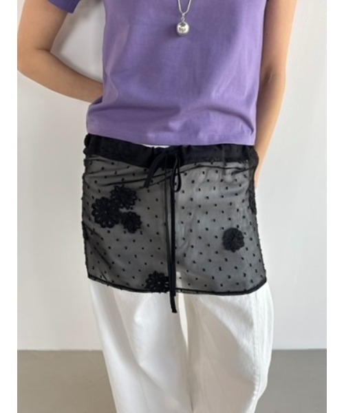 Didot.showroom(ディドット ショールーム)の「フラワードットシアーレイヤードスカート(スカート・レディース・アイボリー/ブラック・FREE)」の14枚目の写真