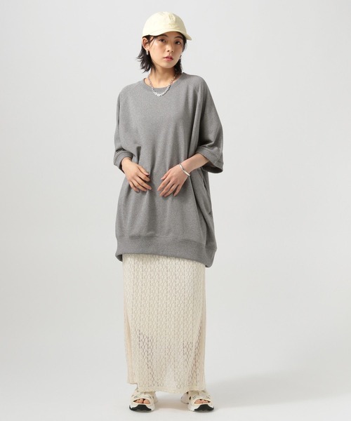 BAYFLOW（ベイフロー）の「[サイドポケット付き]BIG五分袖チュニック（Tシャツ/カットソー・レディース・オレンジ/アイボリー/グレー・FREE）」の22枚目の写真