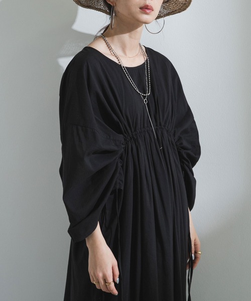 【I AM MARI】スモーク シャーリング ロング ワンピース 全2色 miniministore ウエストシャーリング花柄ロングワンピース【ゆう