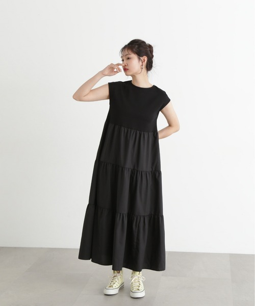 N.(N. Natural Beauty Basic)(エヌエヌナチュラルビューティーベーシック)の「【PS/低身長サイズ】ドッキングティアードワンピース(ワンピース・レディース・オフホワイト/ブラック/ブルー・MEDIUM/PS)」の7枚目の写真