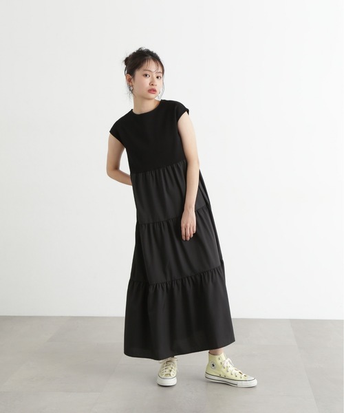N.(N. Natural Beauty Basic)(エヌエヌナチュラルビューティーベーシック)の「【PS/低身長サイズ】ドッキングティアードワンピース(ワンピース・レディース・オフホワイト/ブラック/ブルー・MEDIUM/PS)」の9枚目の写真
