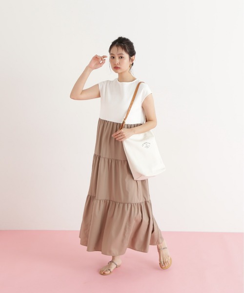 N.(N. Natural Beauty Basic)(エヌエヌナチュラルビューティーベーシック)の「【PS/低身長サイズ】ドッキングティアードワンピース(ワンピース・レディース・オフホワイト/ブラック/ブルー・MEDIUM/PS)」の20枚目の写真