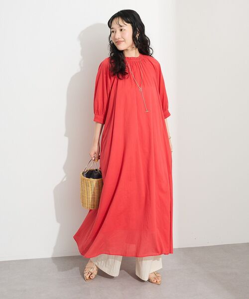 CRAFT STANDARD BOUTIQUE（クラフトスタンダードブティック）の「2WAY綿ボイルギャザーネックワンピース（ワンピース・レディース・レッド/ブルー/その他14・FREE）」の14枚目の写真