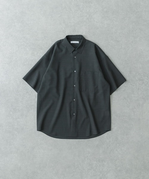BISHOOL 縮絨ウール ショートスリーブオーバーシャツ 黒 フリーサイズ BISHOOL 縮絨ウール ショートスリーブオーバーシャツ 黒