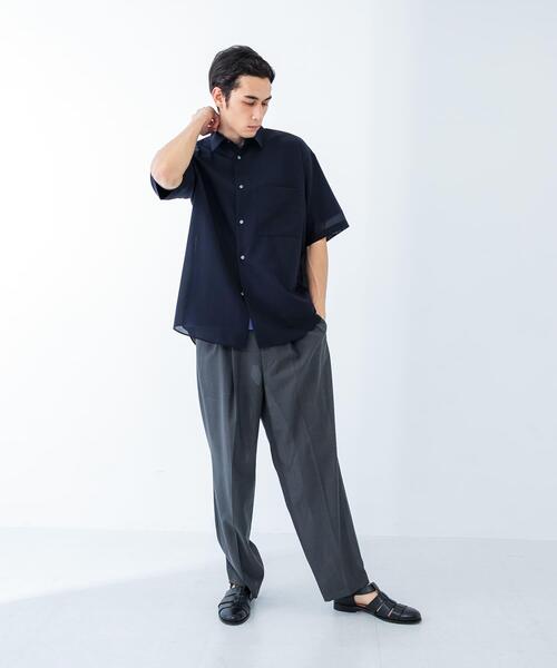 URBAN RESEARCH(アーバンリサーチ)の「ウォッシャブルウールサイロフィルショートスリーブシャツ(シャツ/ブラウス・メンズ・チャコールグレー/ブラック/ネイビー・MEDIUM/LARGE/X-LARGE)」の11枚目の写真