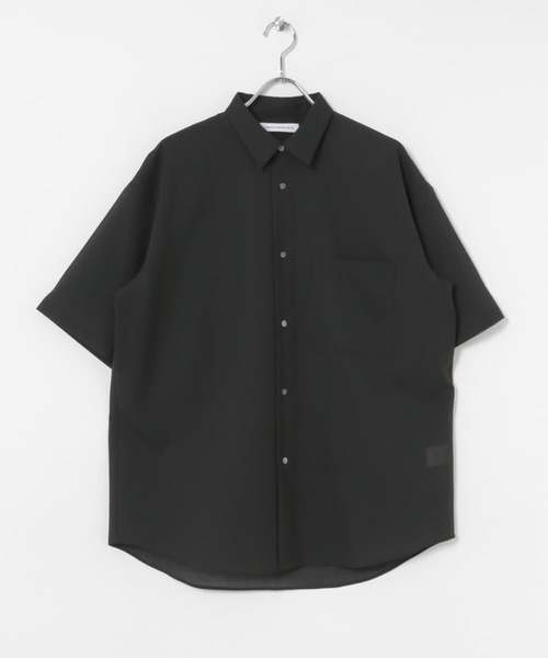 RUFFLOG ブラック ショートスリーブシャツ セール】ウォッシャブルウールサイロフィルショートスリーブ